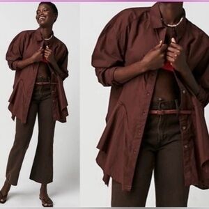 Free People We The Free Freya Oversized Cotton Poplin Button Down. NWOT